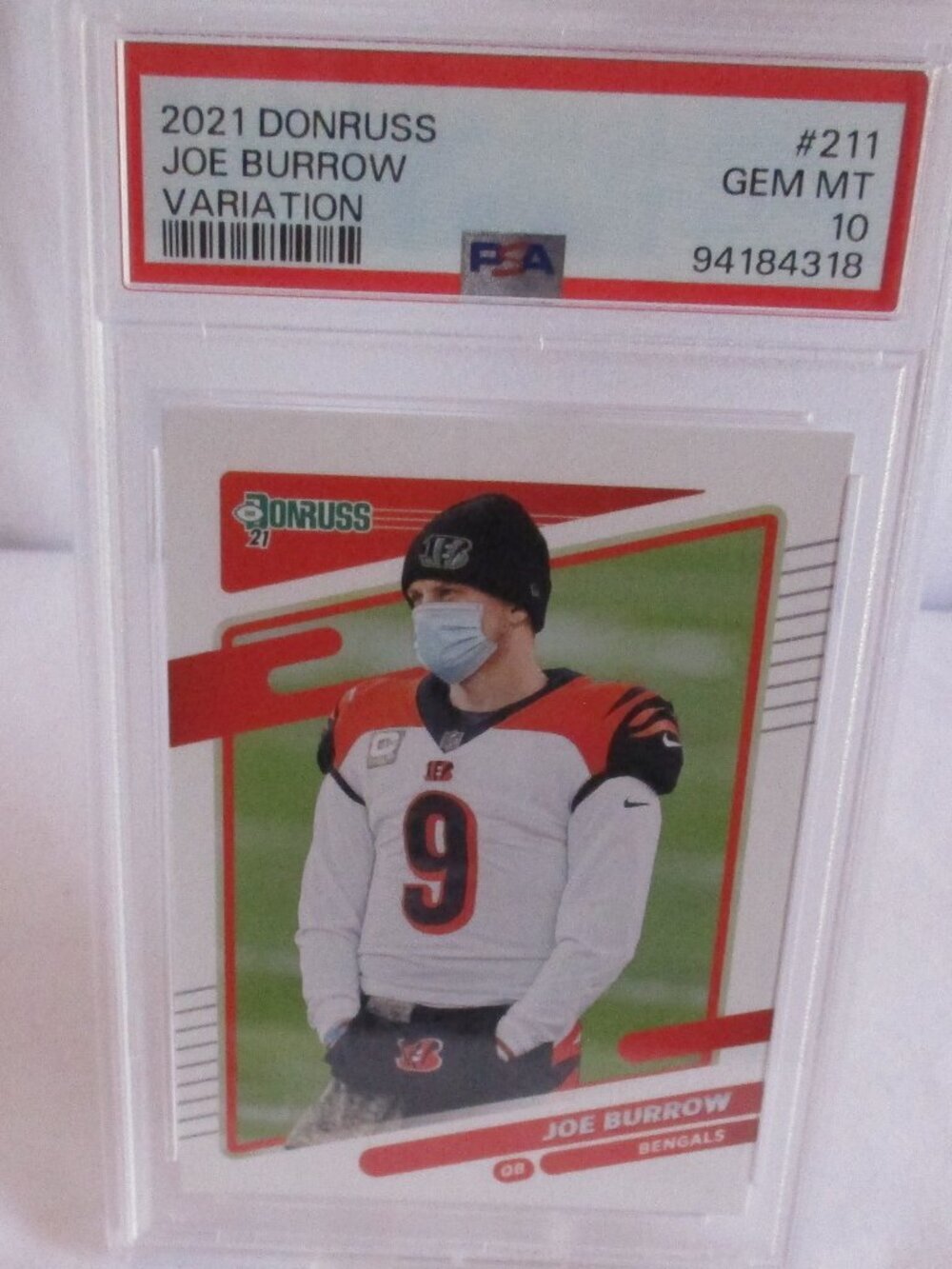 2021 DONRUSS JOE BURROW VARATION #211 GEM MINT 10